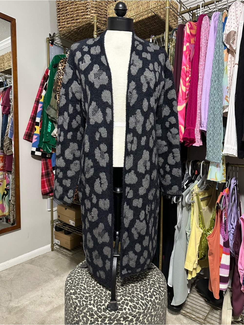 Nine West Beige Floral, Black Leopard & Cream Chevron Knit Cardigans - Picture 4 of 12